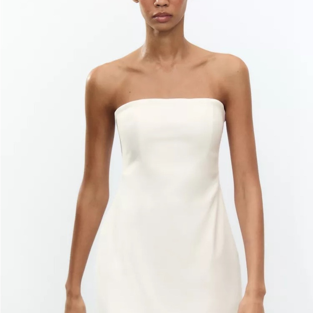 Zara White Strapless Mini Dress - Picture 2 of 3